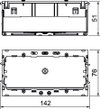 Caixa de aparelhagem dupla 51x76x142 Poliamida cinzento RAL 7011