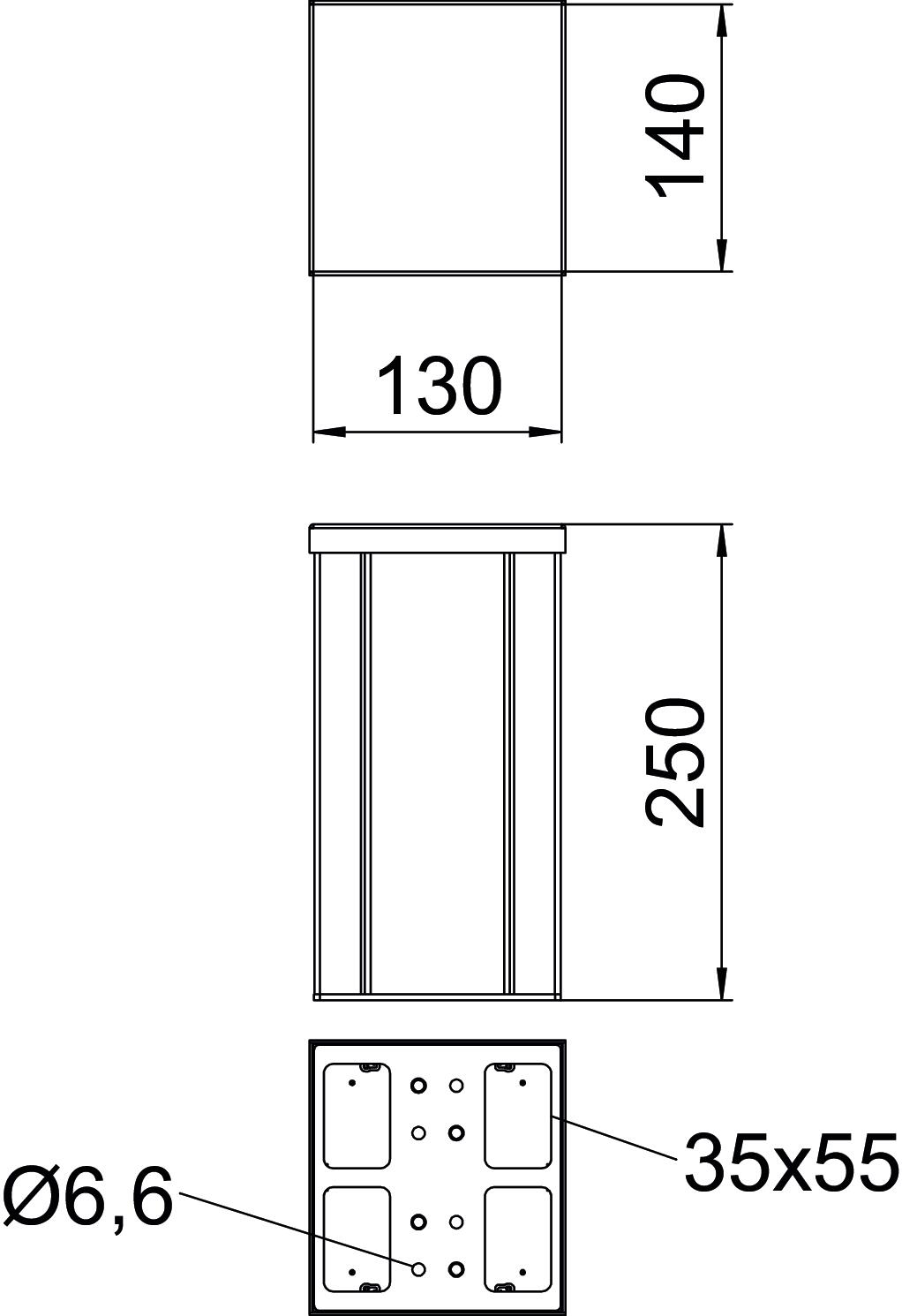 Coluna Chão 250x130x140 Alumínio anodizado alumínio – Imagem 2 de 2