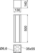 Coluna Chão 500x130x140 Alumínio anodizado alumínio