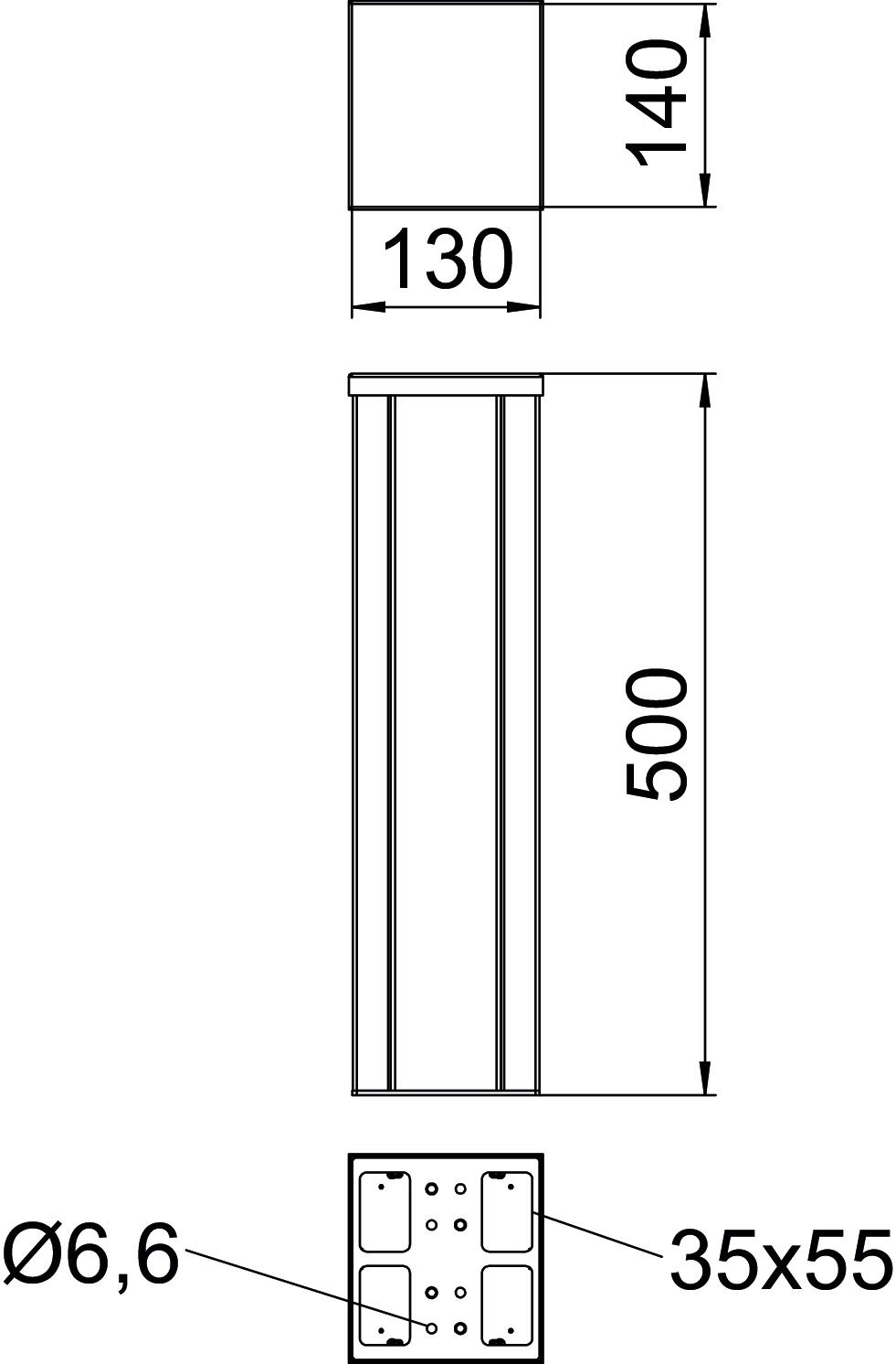 Coluna Chão 500x130x140 Alumínio anodizado alumínio – Imagem 2 de 2