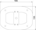 Base para ISSDM45 185x135x3 Aço com galvanização contínua / com revestimento de plástico branco puro RAL 9010