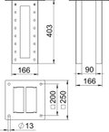 Fixador para colunas, indústria 403x250x250 Aço alumínio branco RAL 9006