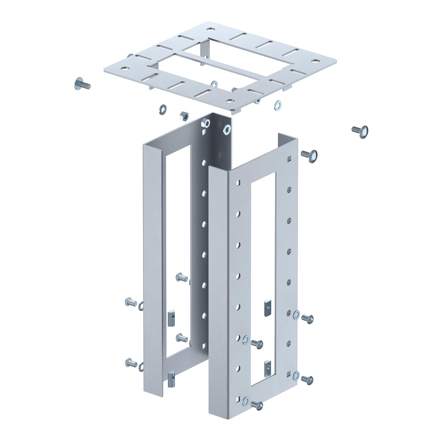 Fixador para colunas, indústria 403x250x250 Aço alumínio branco RAL 9006