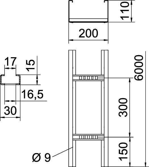 Caminho cabo escada grande vão aba perfurada 110x200x6000 Aço Galvanizado por imersão a quente após maquinação zinco – Imagem 2 de 4
