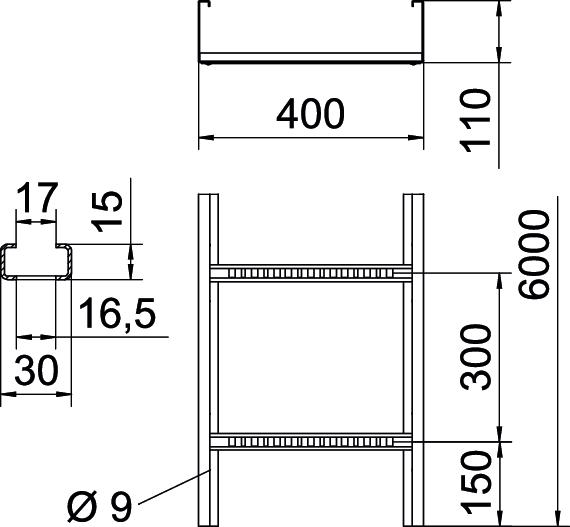 Caminho cabo escada grande vão aba perfurada 110x400x6000 Aço Galvanizado por imersão a quente após maquinação zinco – Imagem 2 de 4