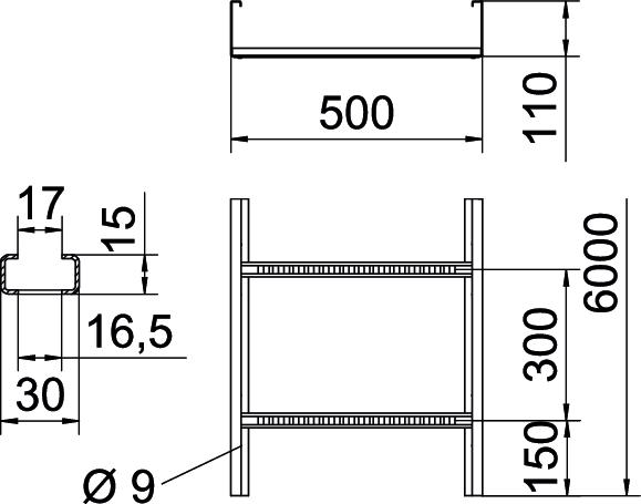 Caminho cabo escada grande vão aba perfurada 110x500x6000 Aço Galvanizado por imersão a quente após maquinação zinco – Imagem 2 de 4