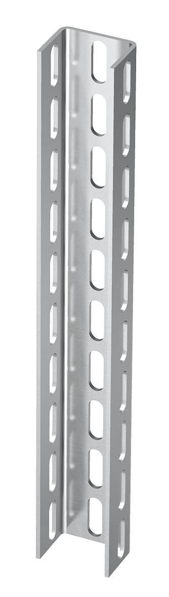 Perfil U perfurado de 3 lados 70x50x6000 Aço inoxidável A4 1.4571 brilhante, pós-tratamento aço inoxidável