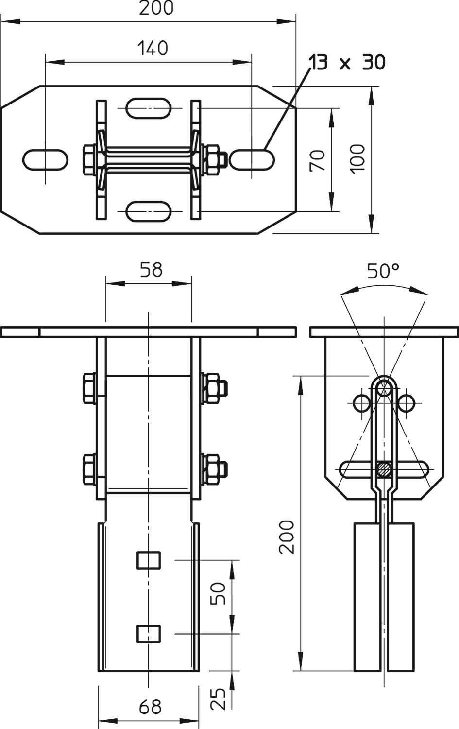 Cabeça de perfil para IS 8, variável na lateral 200mm Aço Galvanizado por imersão a quente após maquinação zinco – Imagem 2 de 3