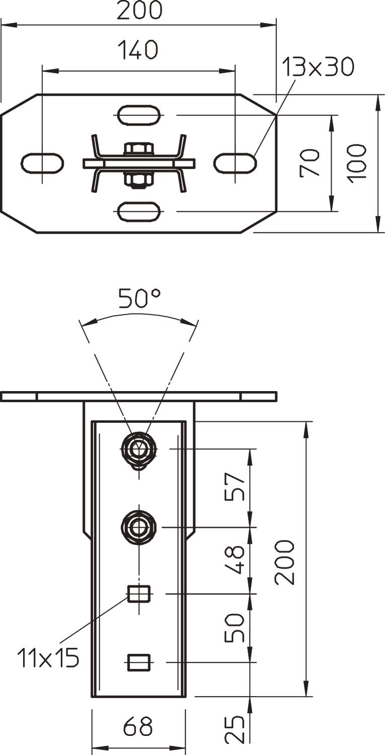 Cabeça de perfil para IS 8, variável long. 200mm Aço Galvanizado por imersão a quente após maquinação zinco – Imagem 2 de 3