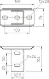 Cabeça de perfil para perfil US 5, virado 90° 140x75x104 Aço inoxidável, livre de ferrugem A2 1.4301 brilhante, pós-tratamento aço inoxidável