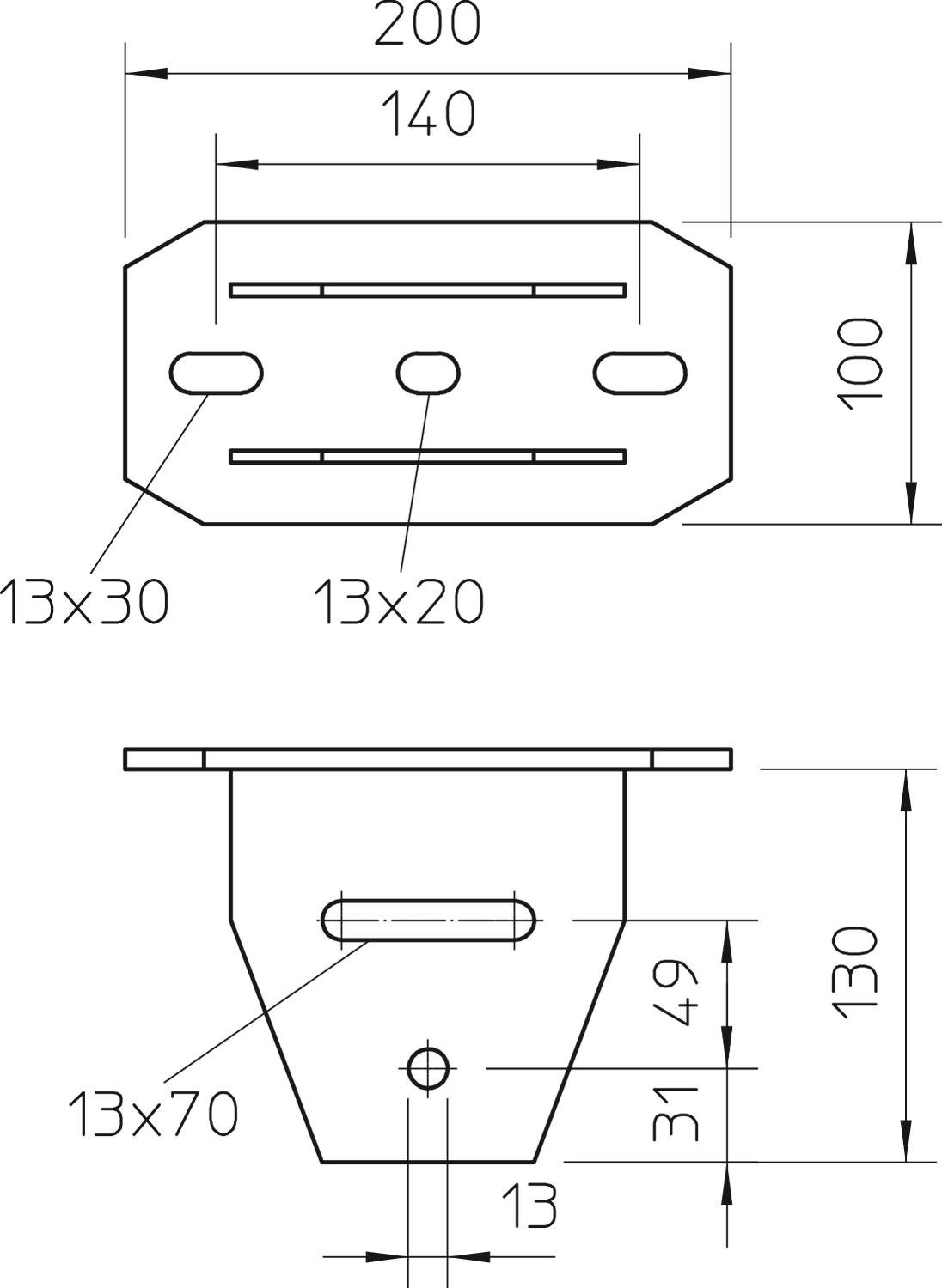 Cabeça de perfil para perfil US 7, variável 200x100 Aço Galvanizado por imersão a quente após maquinação zinco – Imagem 2 de 4