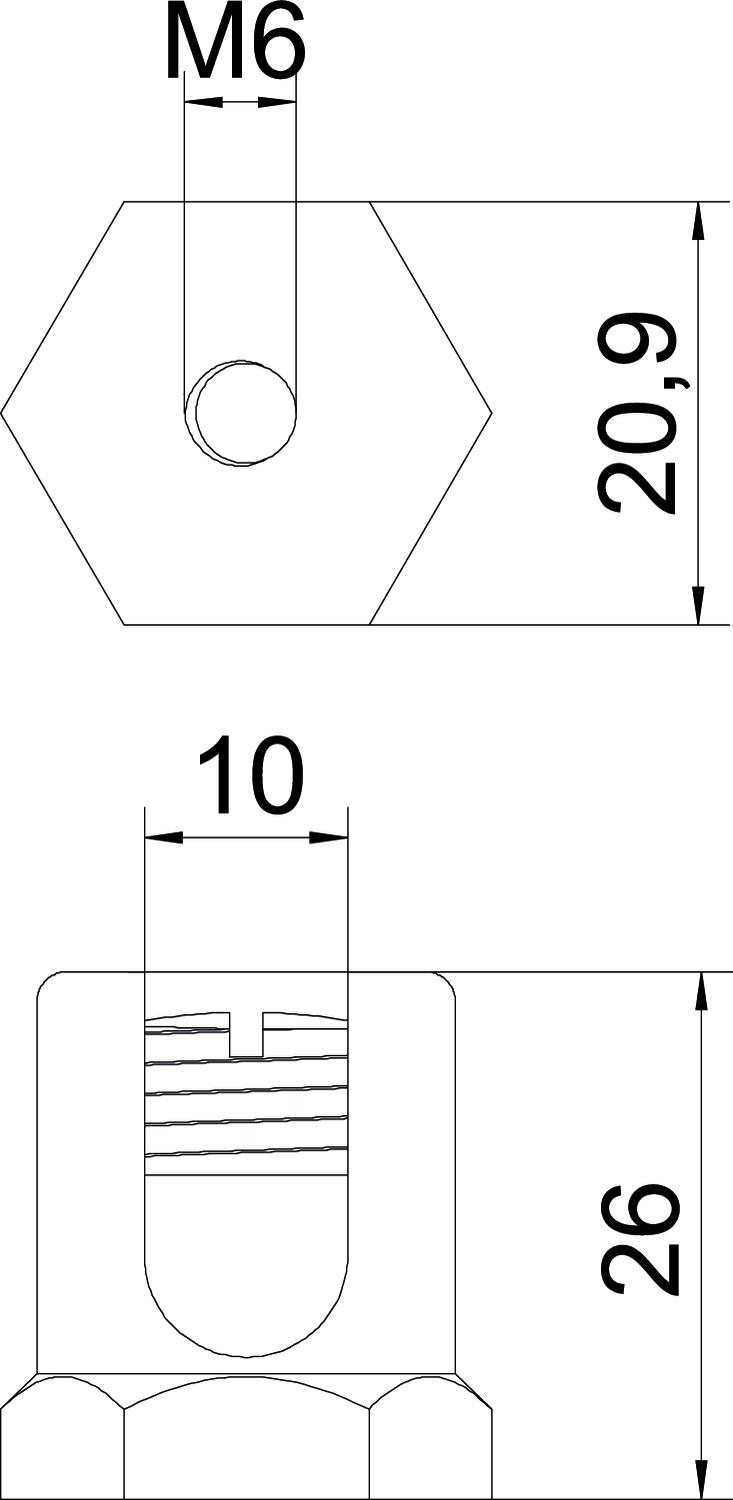 Ligador de terra com rosca de fixação M6 25-75mm² Latão latão – Imagem 2 de 4