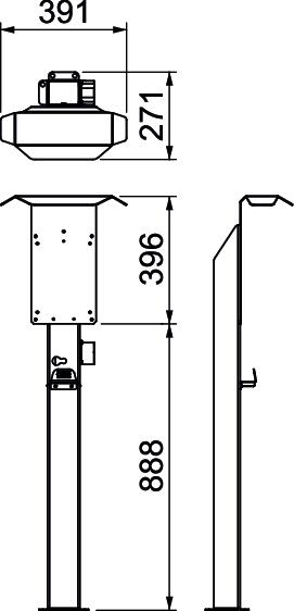 Pole Ion Wallbox 1285x391x275 Aço inoxidável A2 1.4303 revestido a pó preto – Imagem 2 de 2