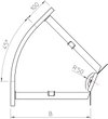 Ângulo 45º horizontal, com uniões curvas 35x200 Aço galvanizado pelo método Sendzimir