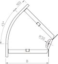 Ângulo 45º horizontal, com uniões curvas 35x200 Aço galvanizado pelo método Sendzimir