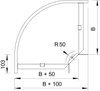 Ângulo 90° horizontal, com uniões curvas 85x100 Aço galvanizado pelo método Sendzimir zinco