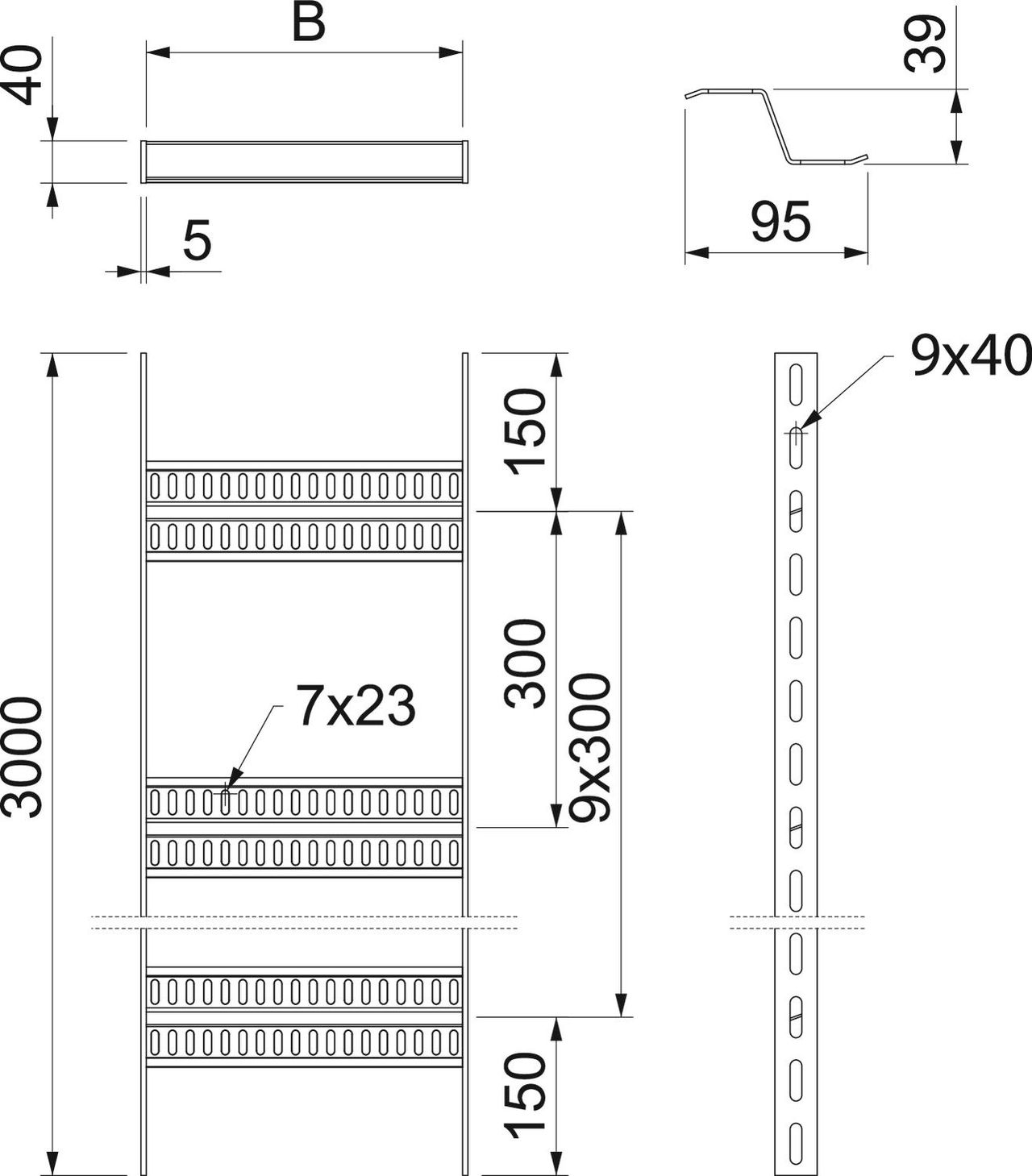 Caminho de cabos escada naval com degrau Z 40x210x3000 Aço Galvanizado por imersão a quente após maquinação zinco – Imagem 2 de 5