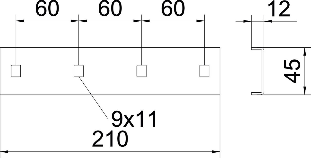 União reta com parafusos para escada SLZ e SL 62 210x62 Aço Galvanizado por imersão a quente após maquinação zinco – Imagem 2 de 4