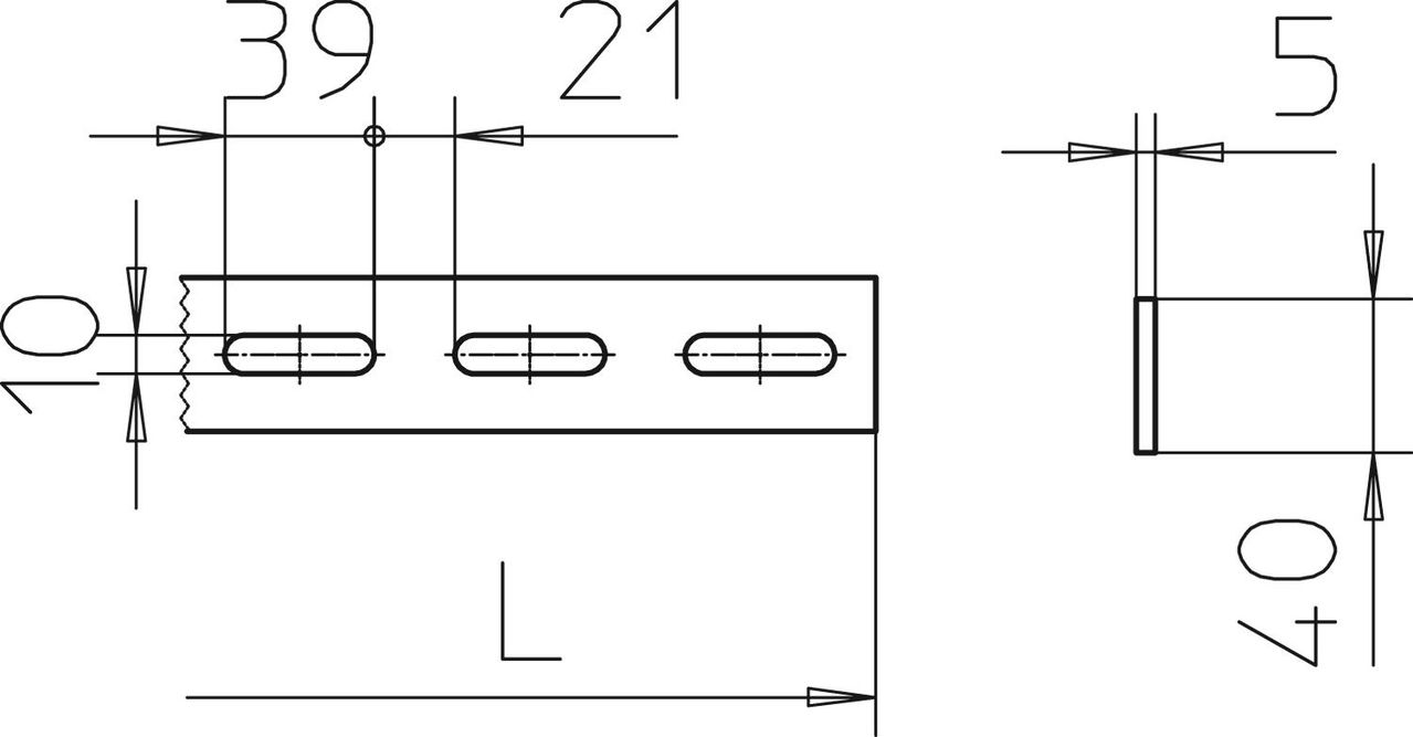 Perfil de suspensão perfurado 40x5x3000 Aço inoxidável, livre de ferrugem A2 1.4301 brilhante, pós-tratamento aço inoxidável – Imagem 2 de 3