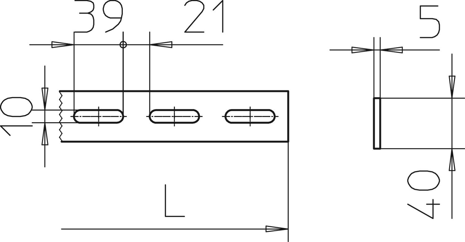 Perfil de suspensão perfurado 40x5x3000 Aço inoxidável, livre de ferrugem A2 1.4301 brilhante, pós-tratamento aço inoxidável – Imagem 2 de 3