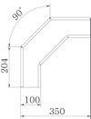 Ângulo 90° horizontal, modelo quadrado 60x100 Aço inoxidável, livre de ferrugem A2 1.4301 brilhante, pós-tratamento