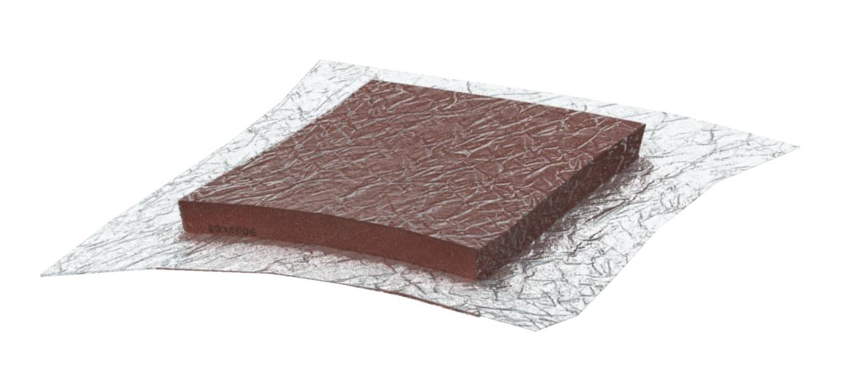 Bloco em vácuo intumescente 200x144x25mm Material alveolar com elasticidade duradoura e com poros fechados castanho
