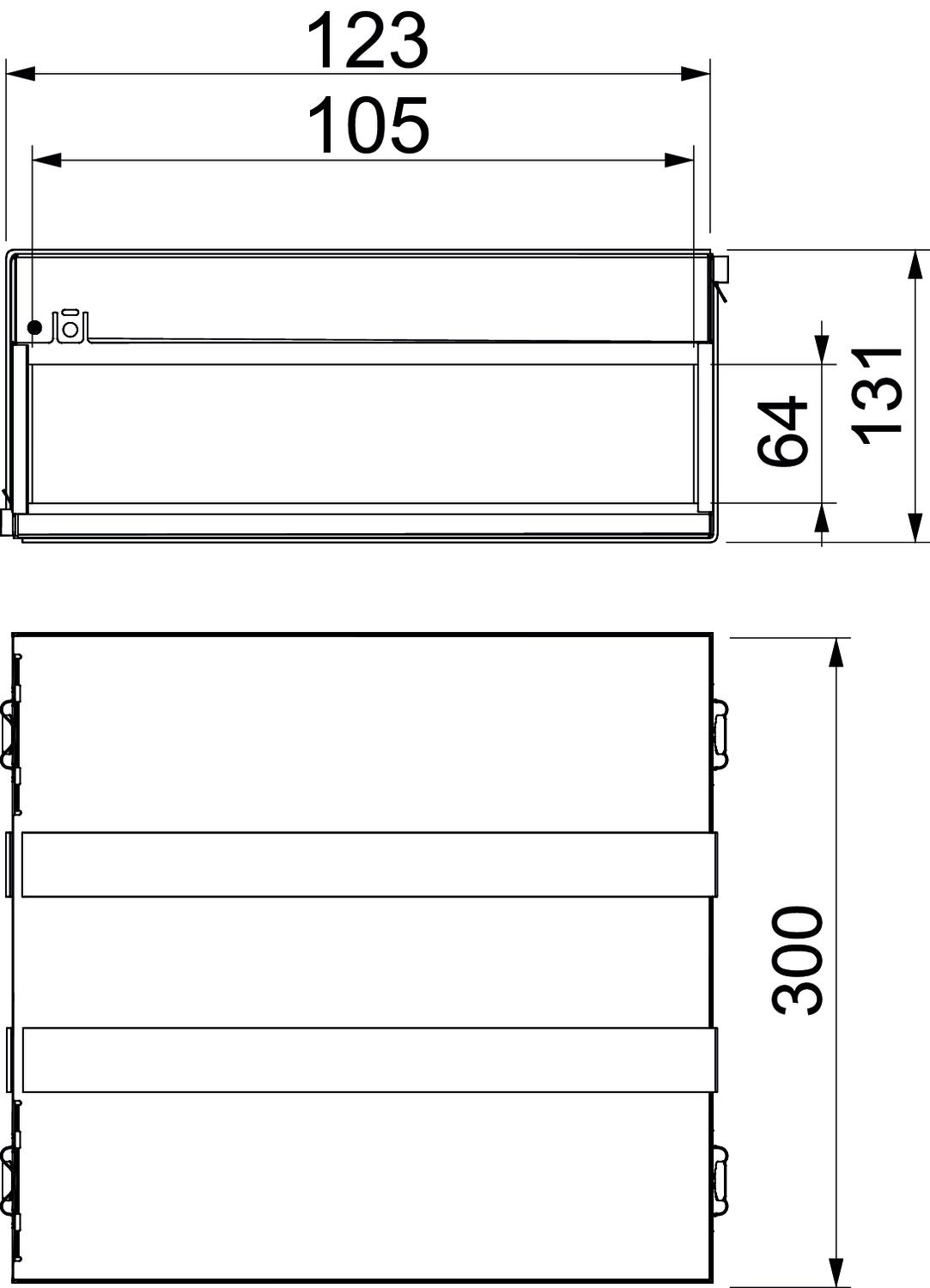 Caixa antifogo de 4 lados com selagem intumescente 300x123x130 Aço inoxidável, livre de ferrugem A2 1.4301 brilhante, pós-tratamento aço inoxidável – Imagem 2 de 2