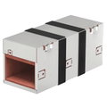 Caixa antifogo de 4 lados com selagem intumescente 300x123x130 Aço inoxidável, livre de ferrugem A2 1.4301 brilhante, pós-tratamento aço inoxidável
