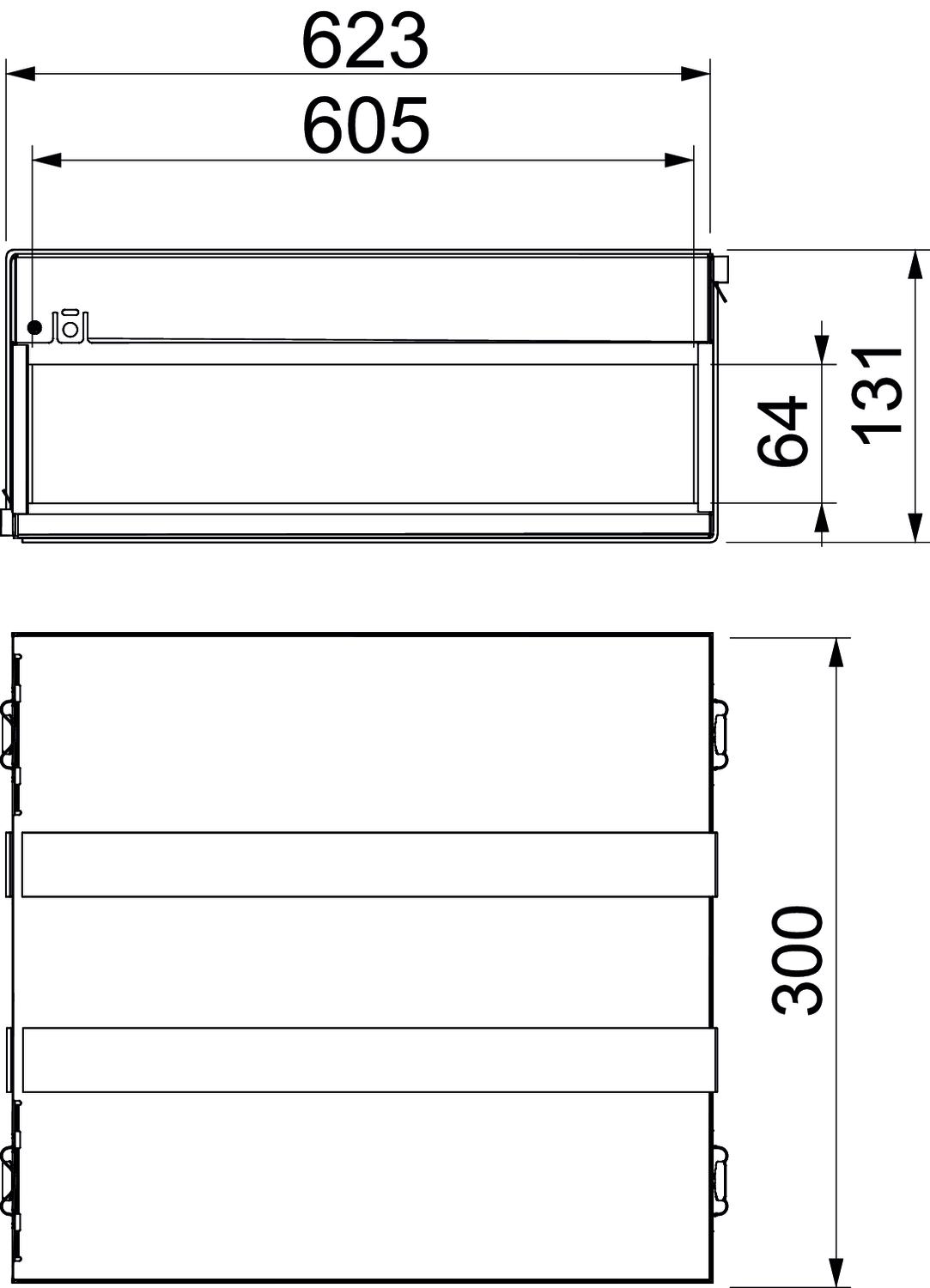 Caixa antifogo de 4 lados com selagem intumescente 300x623x130 Aço inoxidável, livre de ferrugem A2 1.4301 brilhante, pós-tratamento aço inoxidável – Imagem 2 de 2