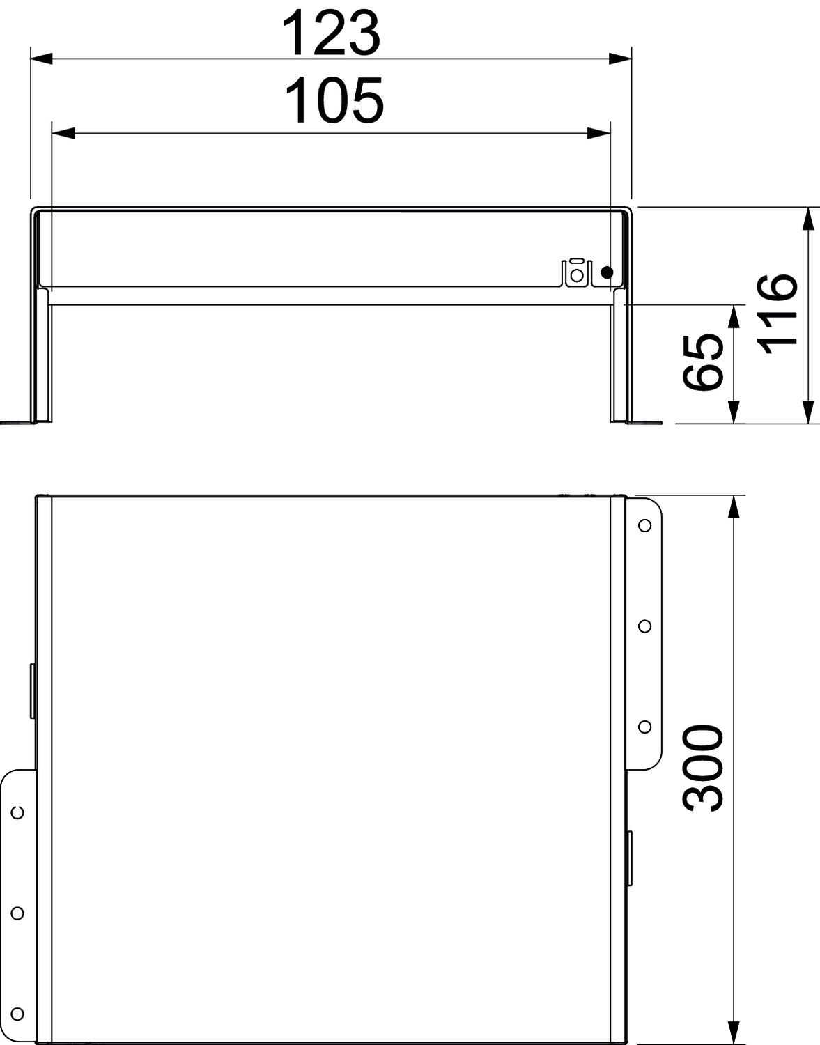 Caixa antifogo de 3 lados com selagem intumescente 300x123x116 Aço inoxidável, livre de ferrugem A2 1.4301 brilhante, pós-tratamento aço inoxidável – Imagem 2 de 2