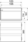 Caixa antifogo de 4 lados com selagem intumescente 300x123x181 Aço inoxidável A2 1.4113 brilhante, pós-tratamento aço inoxidável