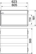Caixa antifogo de 4 lados com selagem intumescente 300x623x181 Aço inoxidável A2 1.4113 brilhante, pós-tratamento aço inoxidável