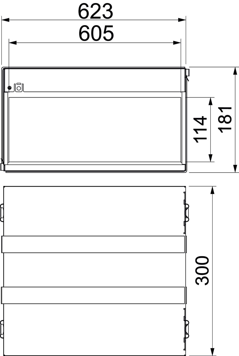 Caixa antifogo de 4 lados com selagem intumescente 300x623x181 Aço inoxidável A2 1.4113 brilhante, pós-tratamento aço inoxidável – Imagem 2 de 2