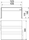 Caixa antifogo de 3 lados com selagem intumescente 300x123x166 Aço inoxidável A2 1.4113 brilhante, pós-tratamento aço inoxidável