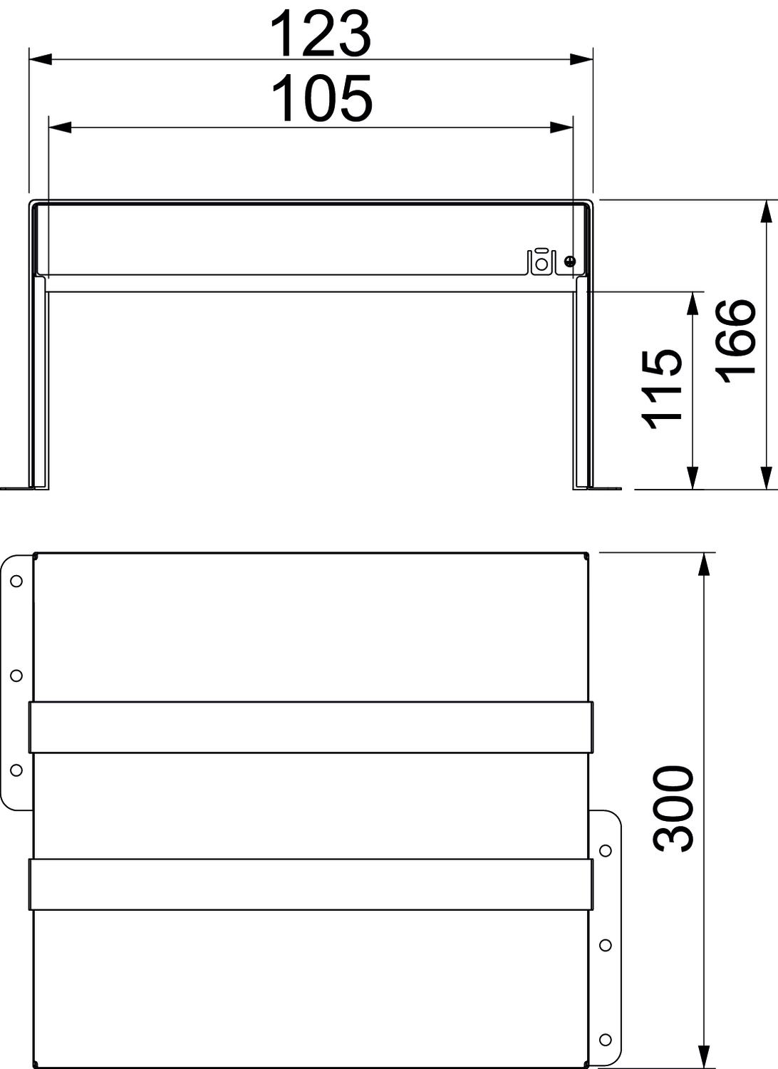 Caixa antifogo de 3 lados com selagem intumescente 300x123x166 Aço inoxidável A2 1.4113 brilhante, pós-tratamento aço inoxidável – Imagem 2 de 2