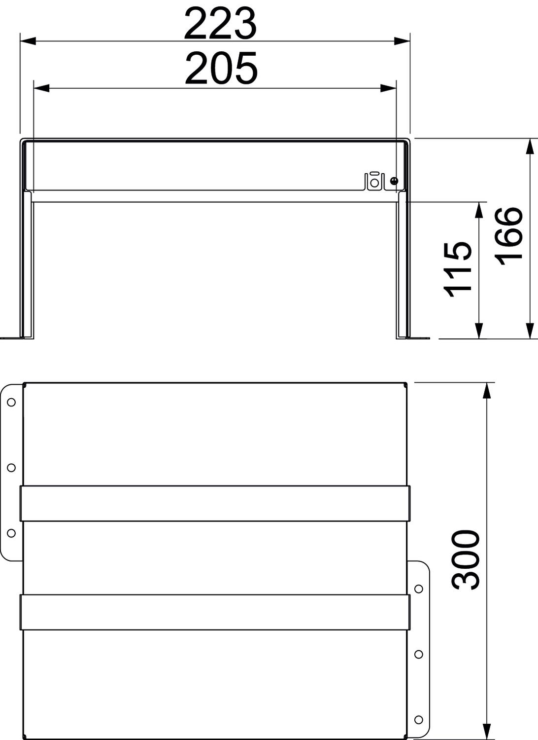 Caixa antifogo de 3 lados com selagem intumescente 300x223x166 Aço inoxidável A2 1.4113 brilhante, pós-tratamento aço inoxidável – Imagem 2 de 2