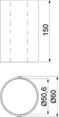 Proteção de tubo revestimento interno 51x150mm Policloreto de vinilo cinzento