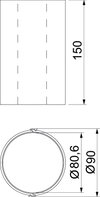 Proteção de tubo revestimento interno 81x150mm Policloreto de vinilo cinzento