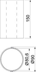 Proteção de tubo revestimento interno 81x150mm Policloreto de vinilo cinzento