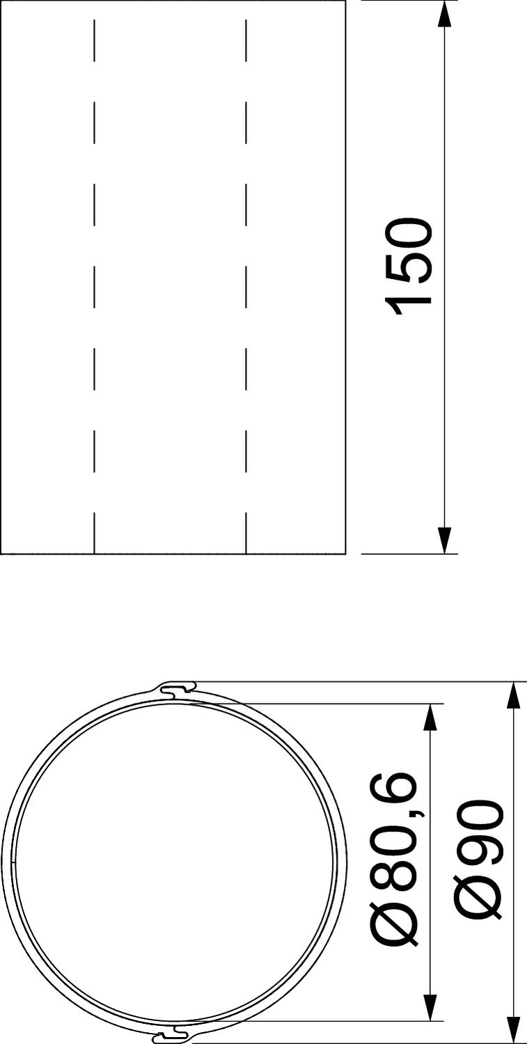 Proteção de tubo revestimento interno 81x150mm Policloreto de vinilo cinzento – Imagem 2 de 4