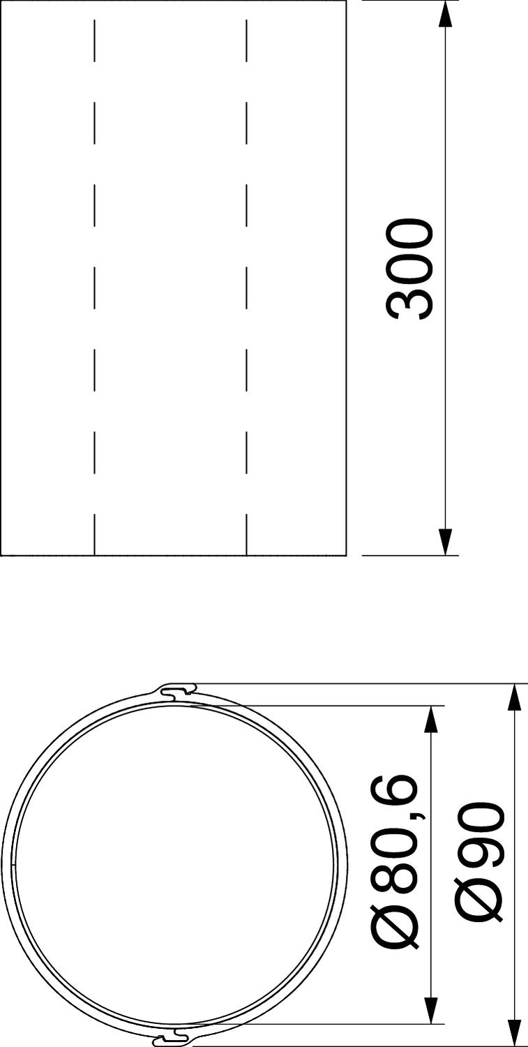 Proteção de tubo revestimento interno 81x300mm Policloreto de vinilo cinzento – Imagem 2 de 4