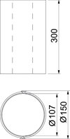 Proteção de tubo revestimento interno Ø107x300mm Policloreto de vinilo cinzento