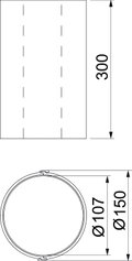 Proteção de tubo revestimento interno Ø107x300mm Policloreto de vinilo cinzento