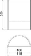 Meia concha revestimento interno 200x116x65mm Policloreto de vinilo cinzento