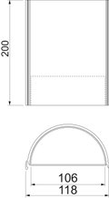 Meia concha revestimento interno 200x116x65mm Policloreto de vinilo cinzento