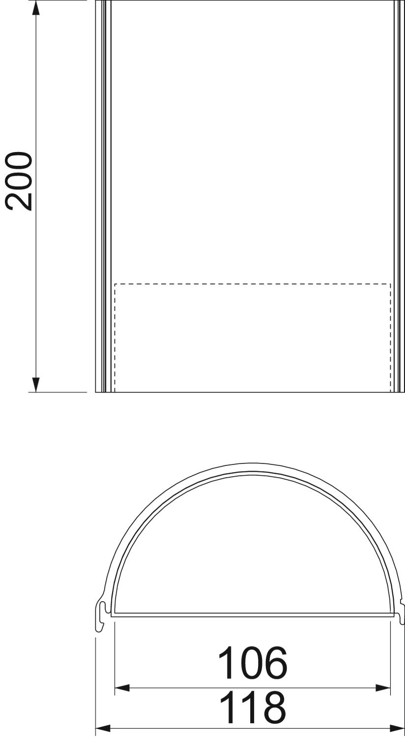 Meia concha revestimento interno 200x116x65mm Policloreto de vinilo cinzento – Imagem 2 de 4