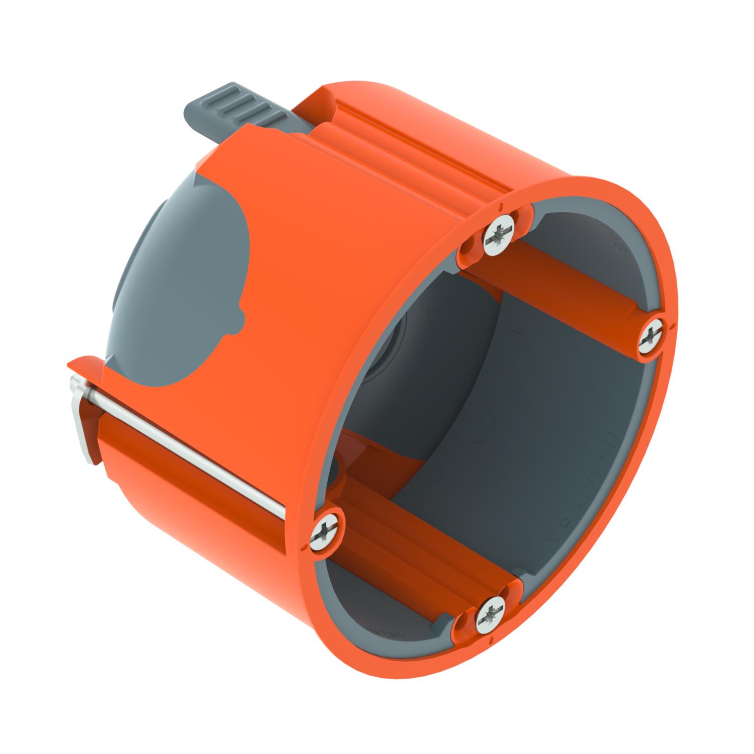 Cavity wall box airtight for fire rated walls Ø68mm, H47mm Polipropileno / Elastómero termoplástico cor de laranja / cinzento