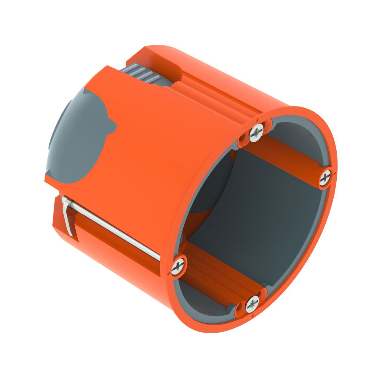 Cavity wall box airtight for fire rated walls Ø68mm, H61mm Polipropileno / Elastómero termoplástico cor de laranja / cinzento