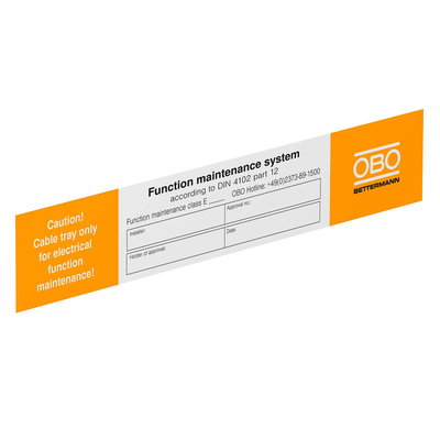 Etiqueta de identificação para manutenção de funções 250x43mm Policloreto de vinilo branco