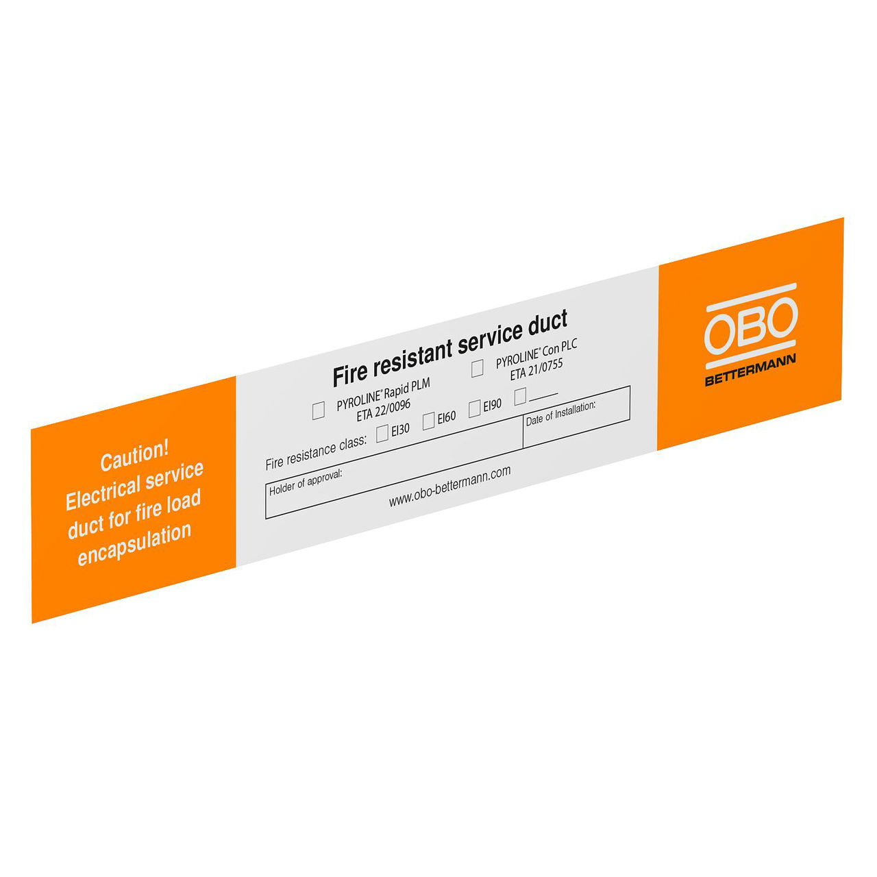 Identification plate for duct systems 250x43 Policloreto de vinilo branco